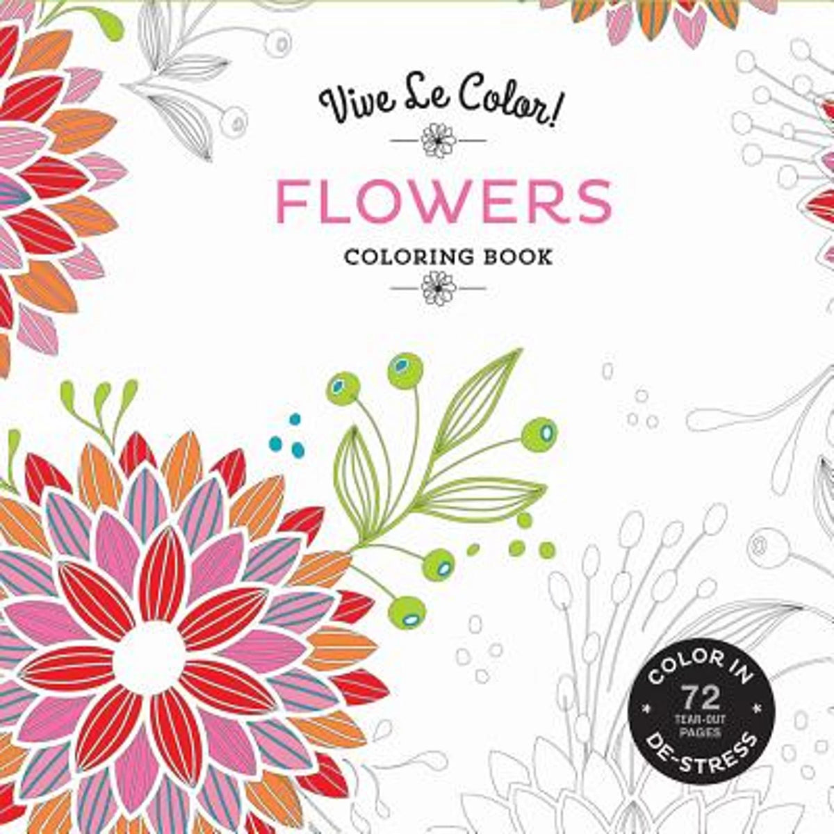Pre-Owned Flowers Coloring Book 72 Tear-out Pages Paperback B95103