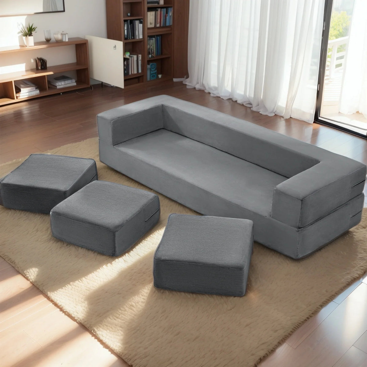 Dark Grey Convertible Sofa Bed Z854594