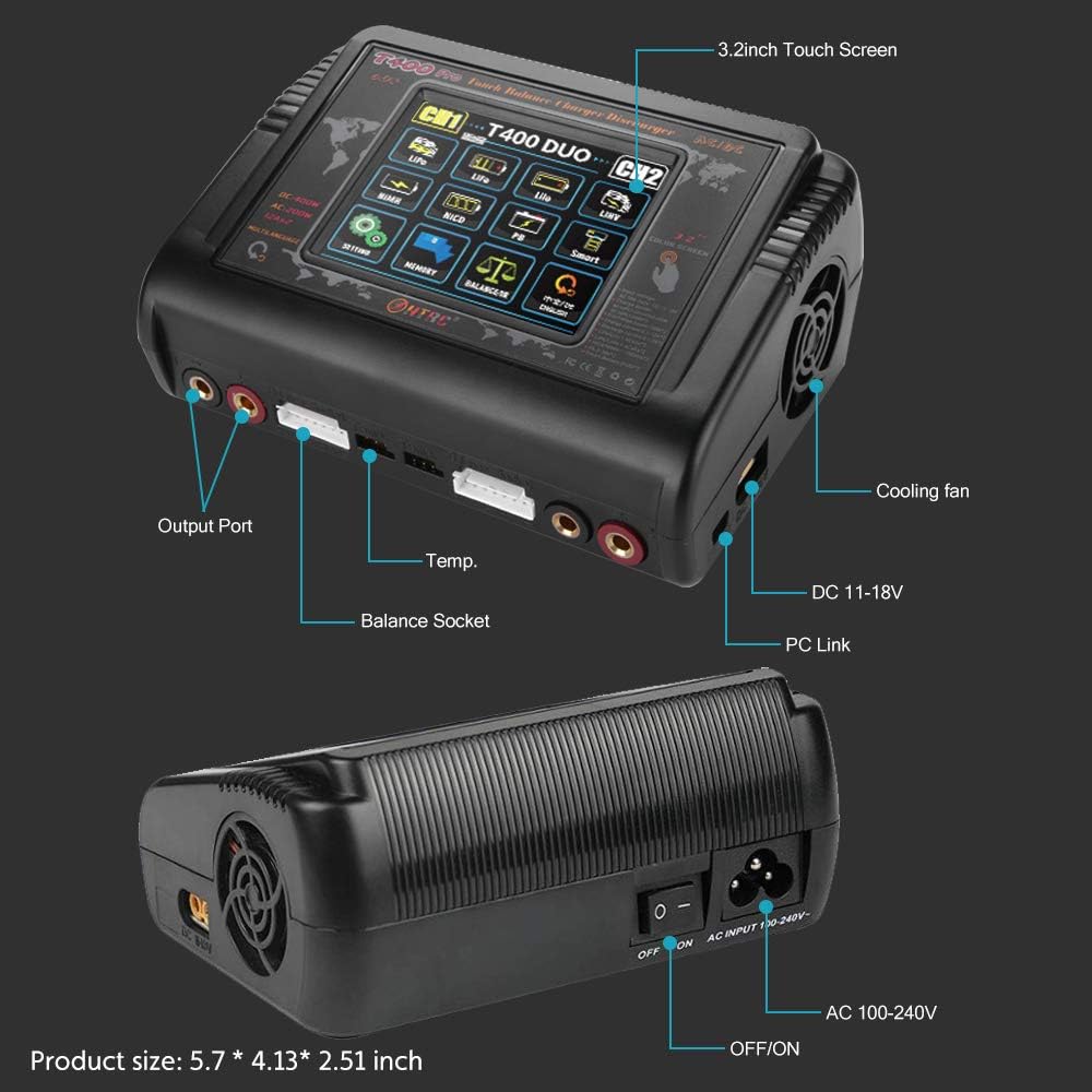 200W AC 400W DC 12A Touch Screen RC Battery Charger Discharger B581401