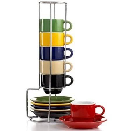 Espresso Cups Set with Metal Rack Q969160