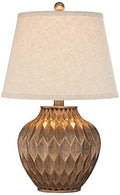 22" High Warm Bronze Brown Fabric Drum Shade Accent Table Lamp G648435