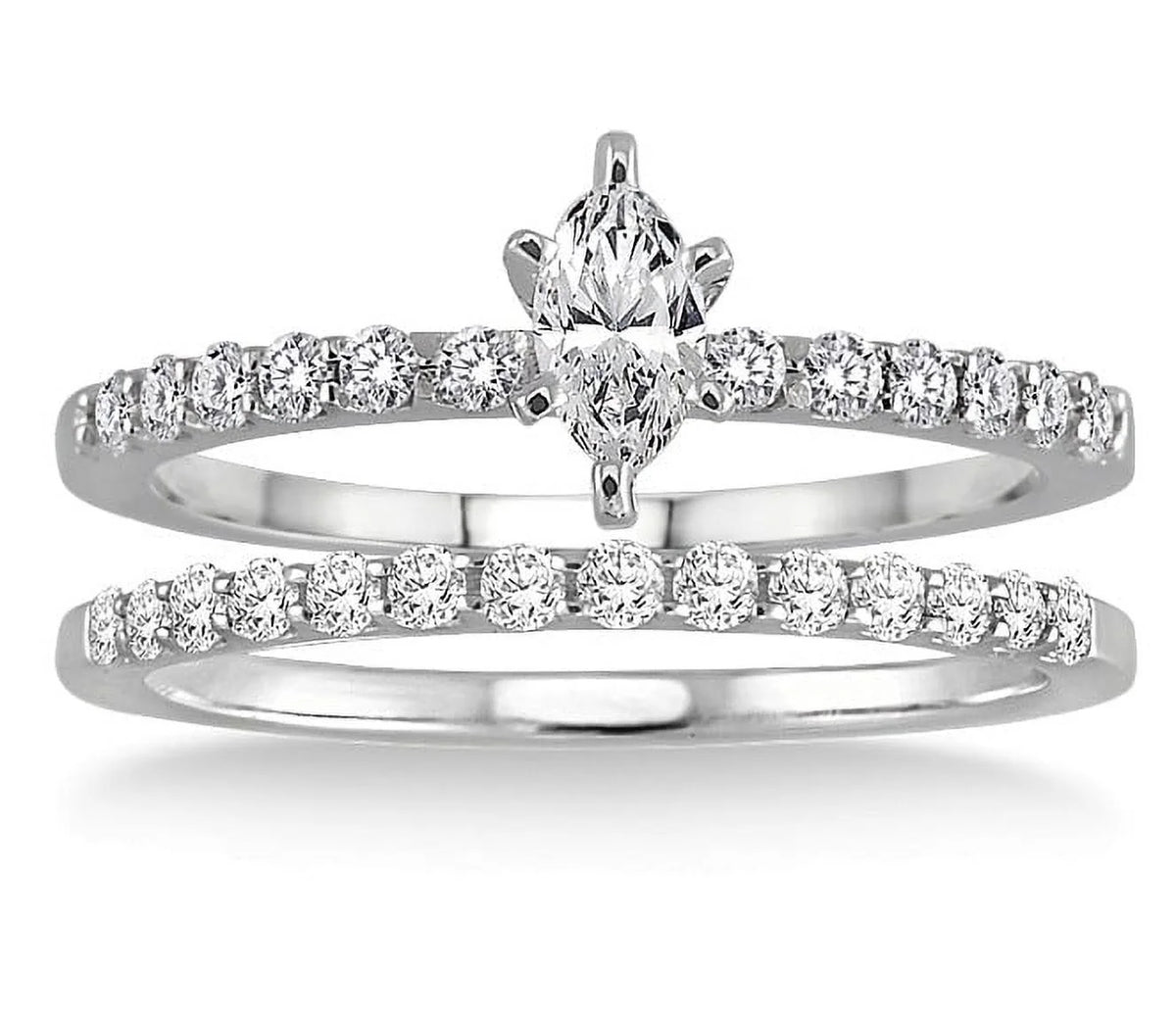 0.50 Carat Bridal Set with Marquise Cut Diamond in 10k White Gold Y4727
