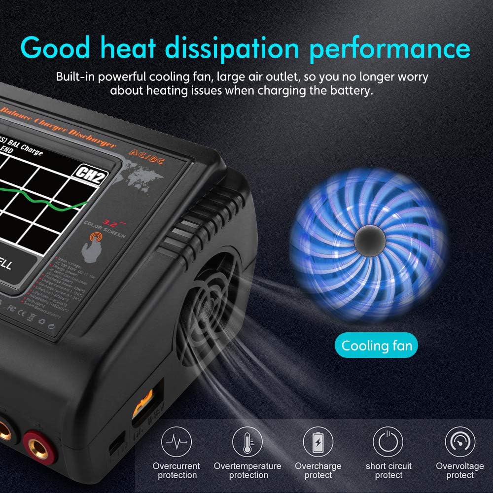 200W AC 400W DC 12A Touch Screen RC Battery Charger Discharger B581401