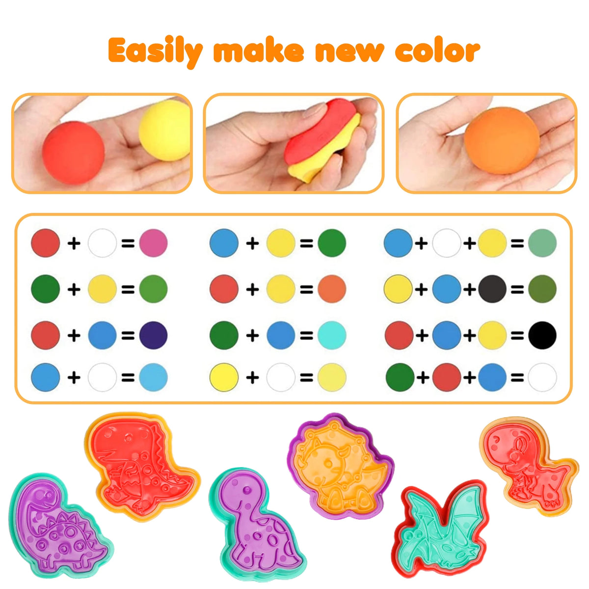 22 Pcs Play Dough Set with Dinosaur Molds I96346