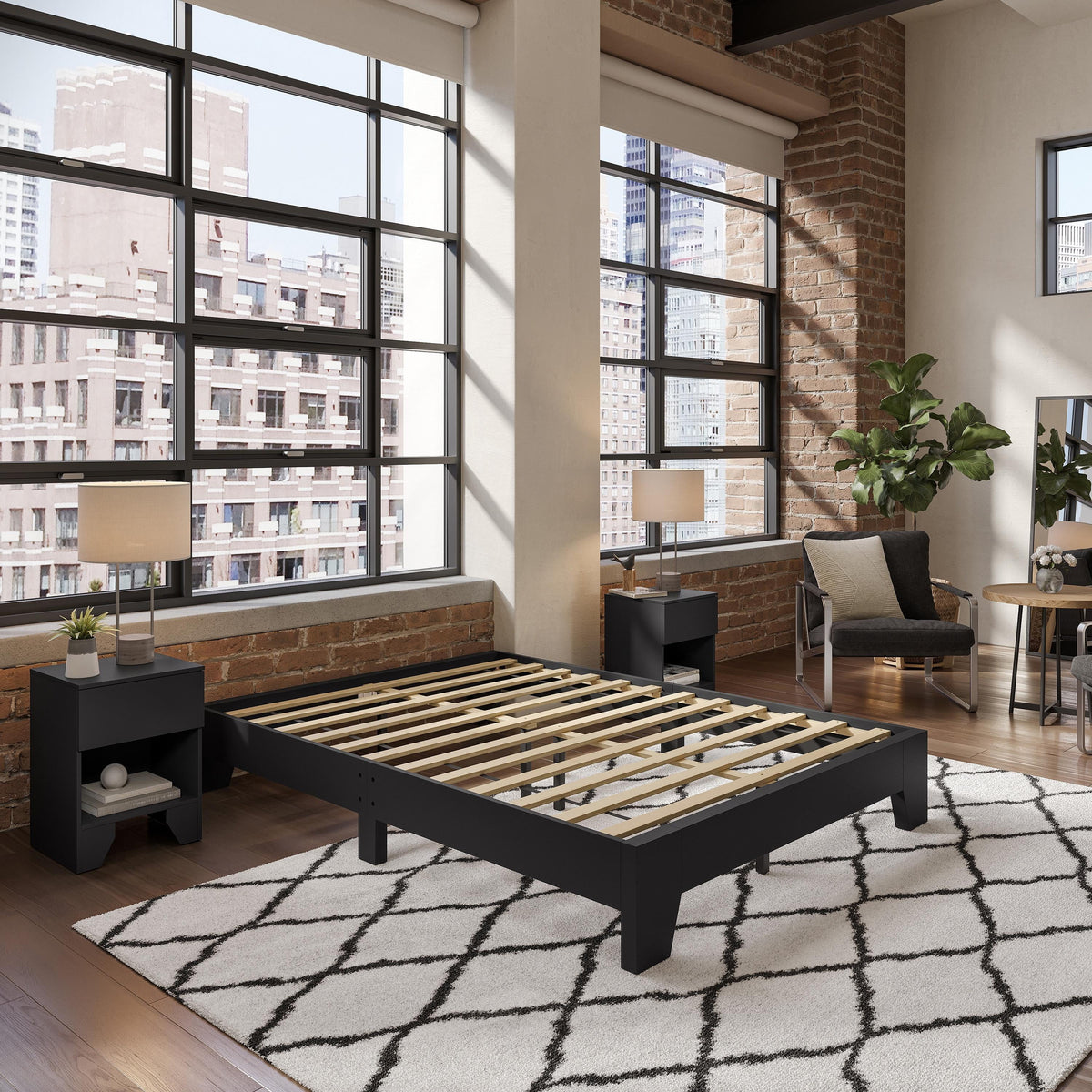 Black Full Platform Bed Frame M5284
