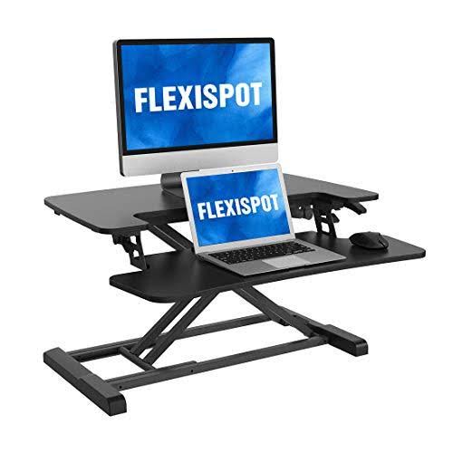 Black Height Adjustable Standing Desk Converter with Keyboard Tray X444