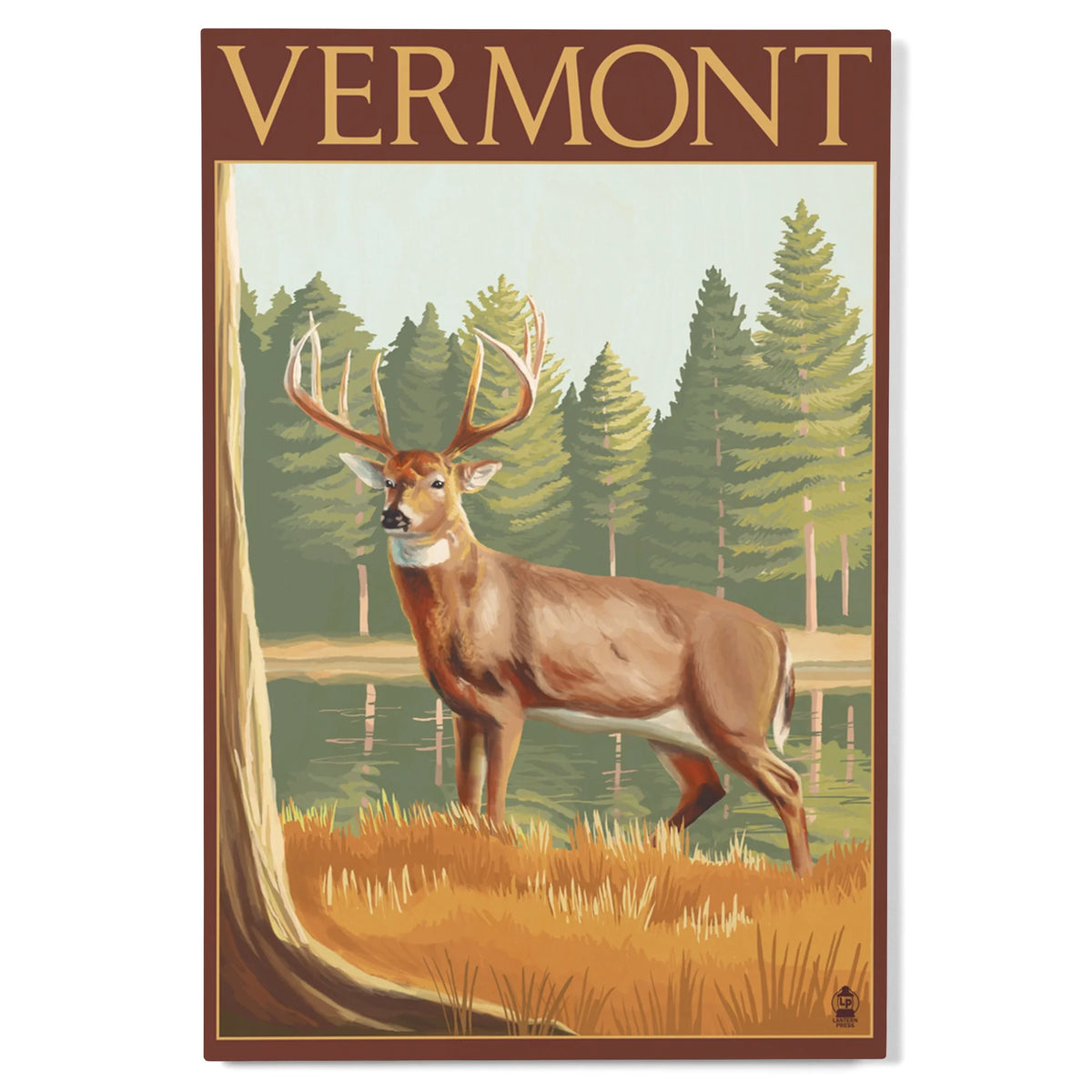 White-Tailed Deer Birch Wood Wall Sign Z34026
