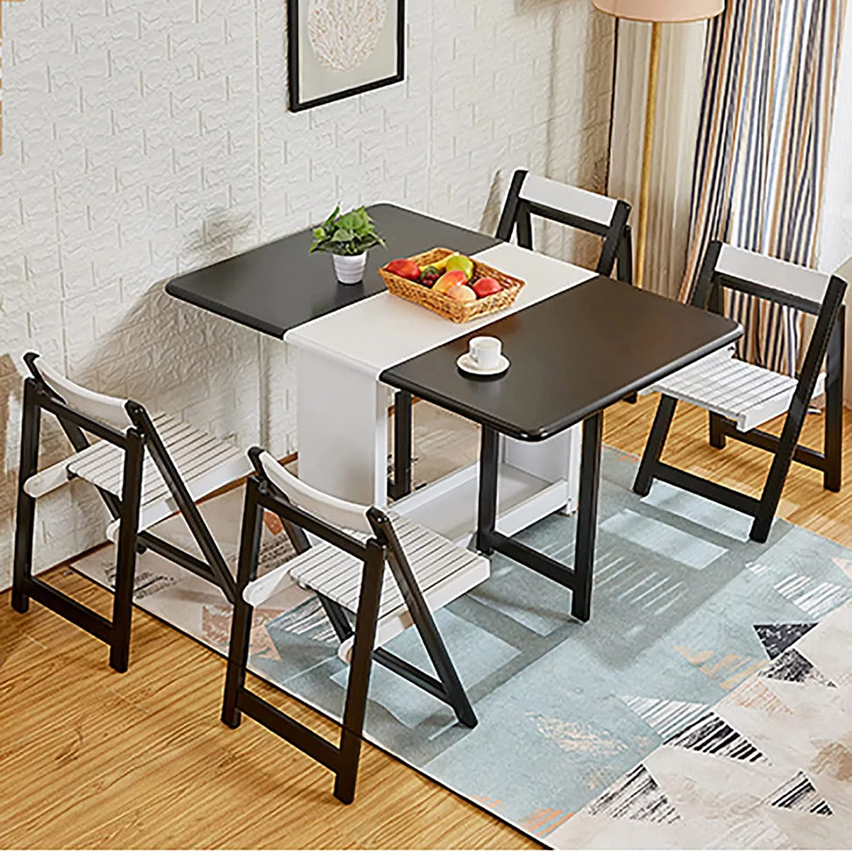 Solid Wood Drop Leaf Dining Table Set 5 Pieces Z91323