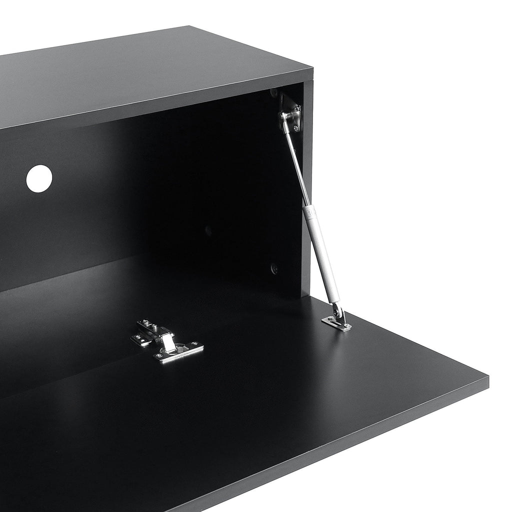 White Floating TV Stand with LED Lights and Storage D3085