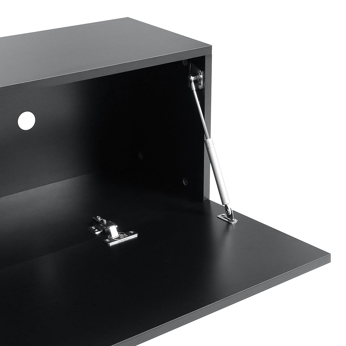 White Floating TV Stand with LED Lights and Storage D3085