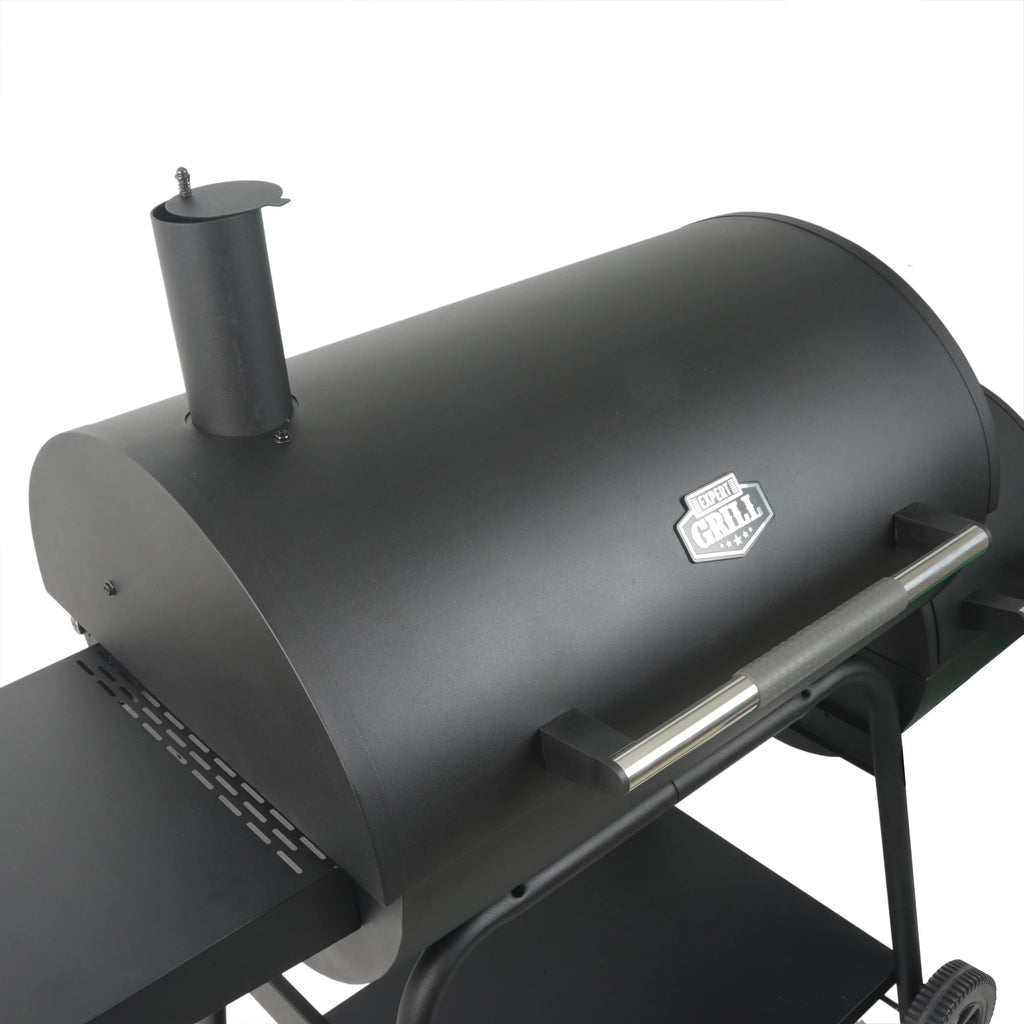 28 Offset Steel Charcoal Smoker Grill with Side Firebox, Black M709899