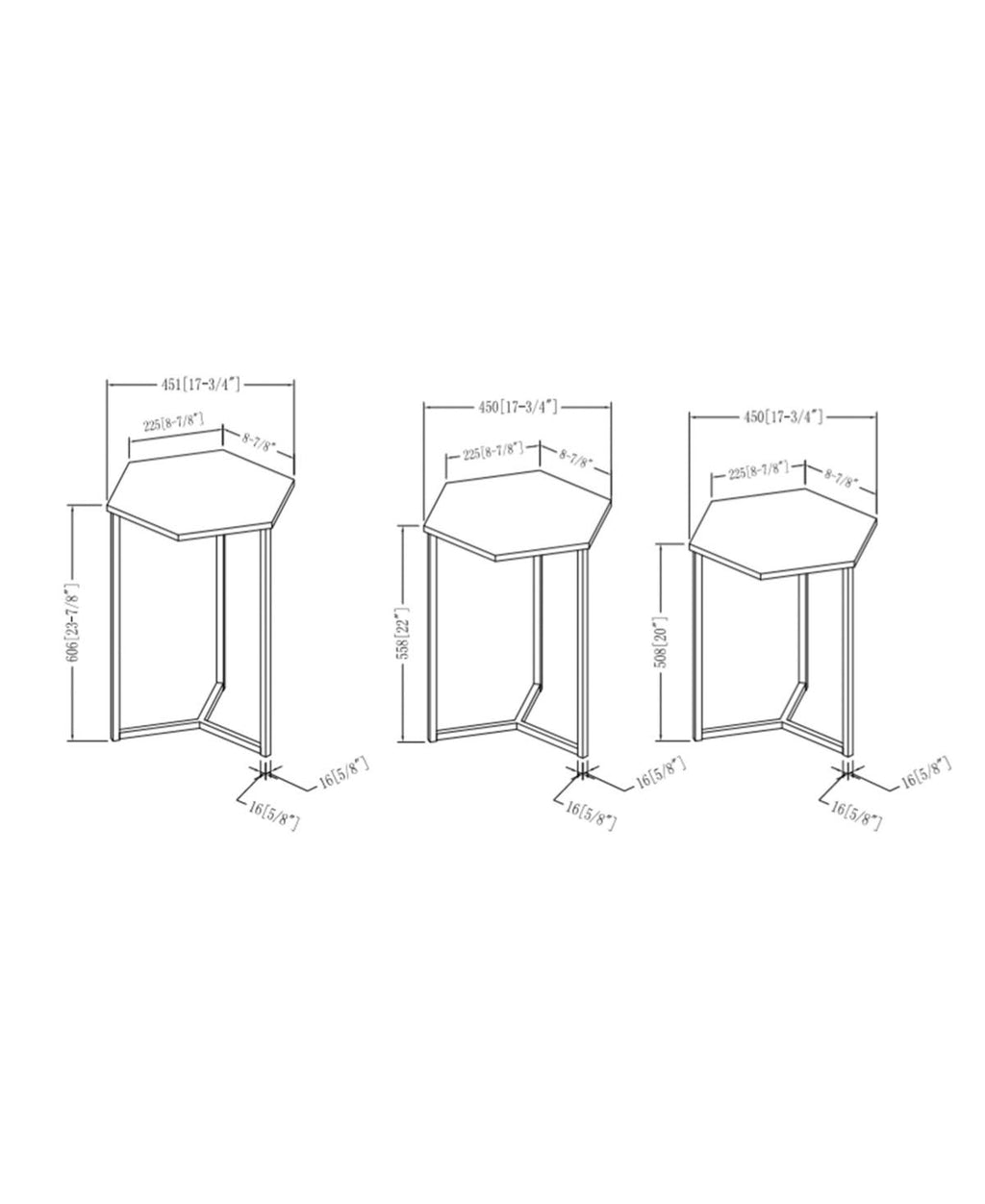 Hex Nesting Tables Set of 3 L6673