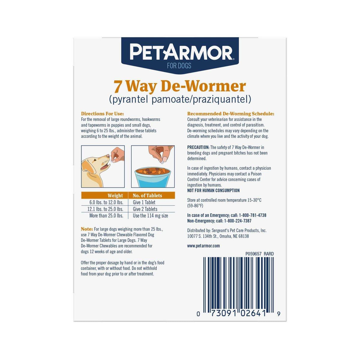 Deworm Dog Insect Treatment for Dogs Weighing 6-25lbs R6590