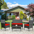 4 Pcs Outdoor Rattan Furniture Set with Turquoise Cushion A86563