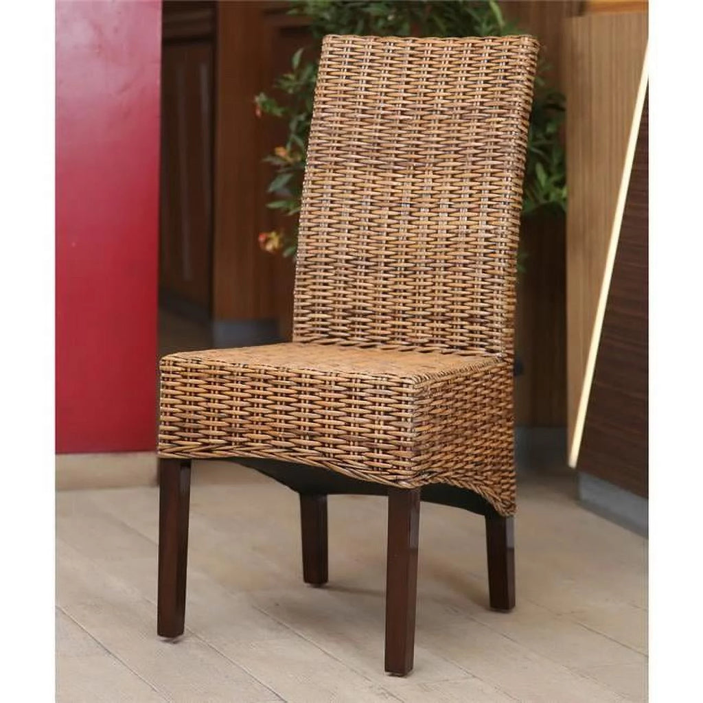 Woven Rattan Mahogany Dining Chair C5901
