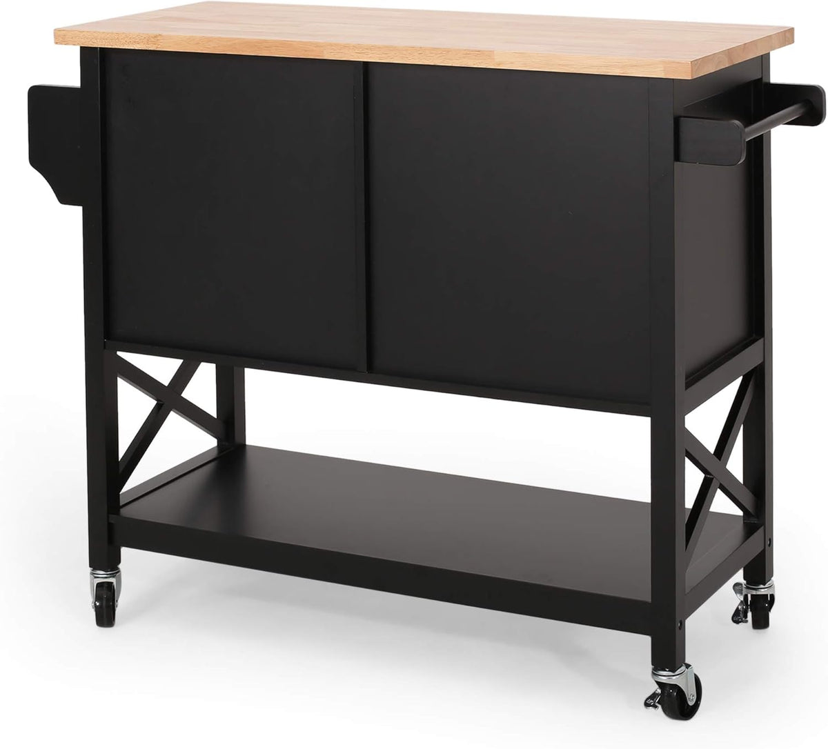 Black Natural Kitchen Cart with Wheels H4366