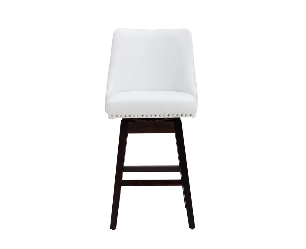 27.5 Inch Swivel Bar Stool Set of 2 White Faux Leather K17511