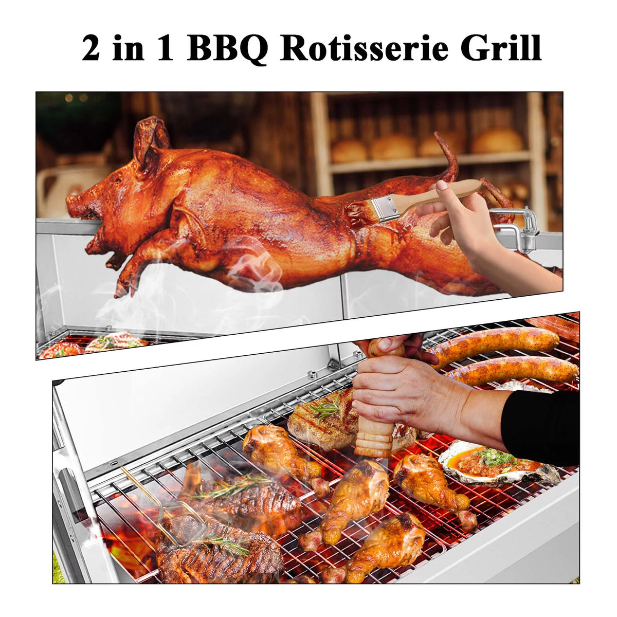 46'' Stainless Steel Charcoal Rotisserie Grill E89051