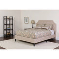 King Size Beige Fabric Upholstered Platform Bed with Pocket Spring Mattress S2805
