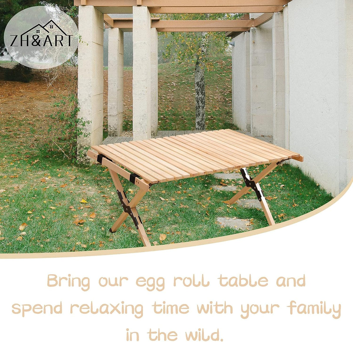 Portable Folding Light Wooden Picnic Table in a Bag A933967