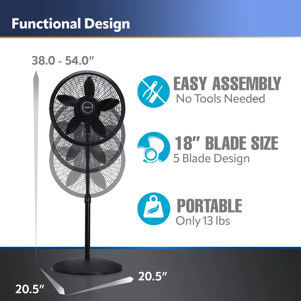 18 Oscillating 3-Speed Pedestal Fan M252939