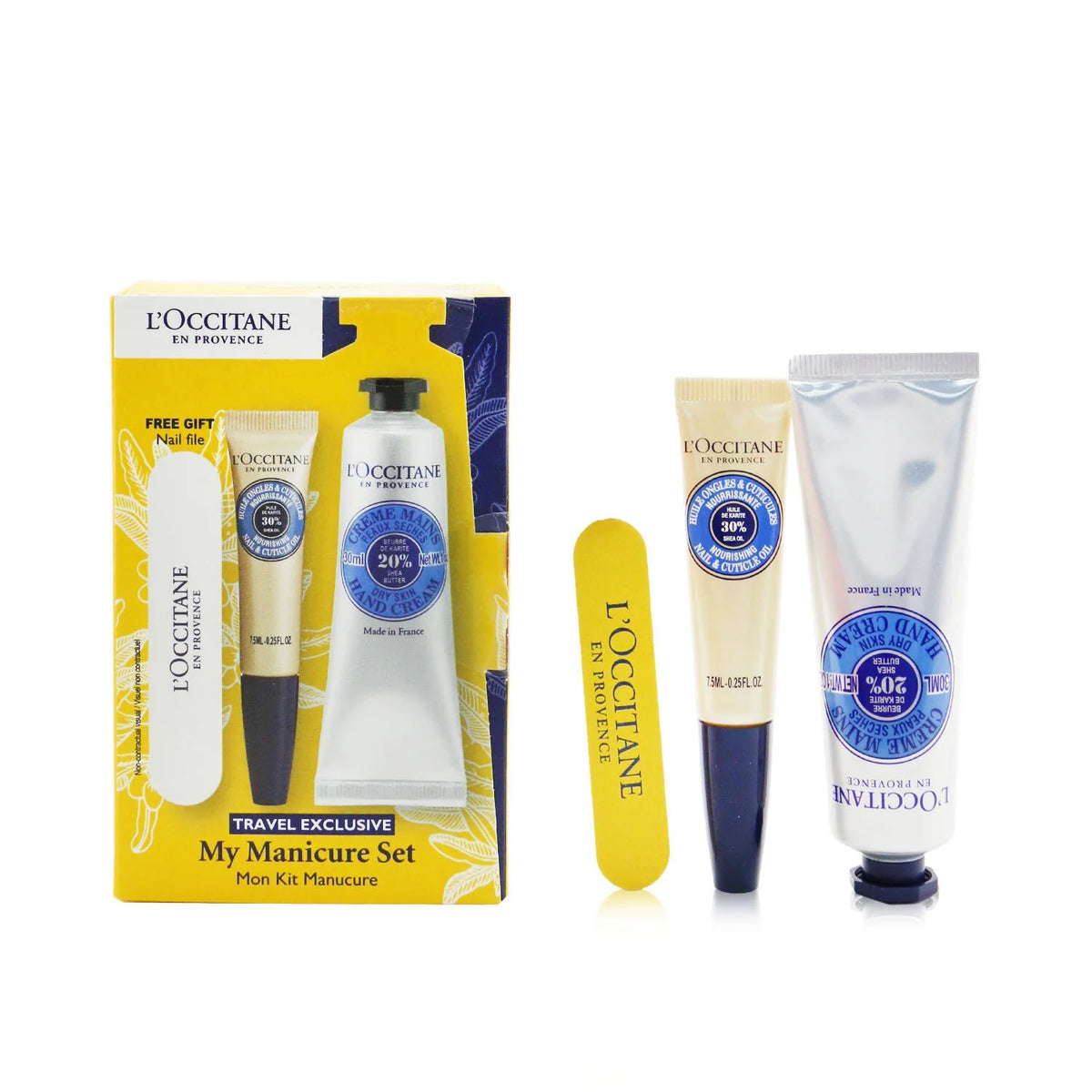 Shea Butter Hand Cream 30ml + Shea Butter Nail & Cuticle Nourishing Oil 7.5ml + Nail File 3pcs J72269