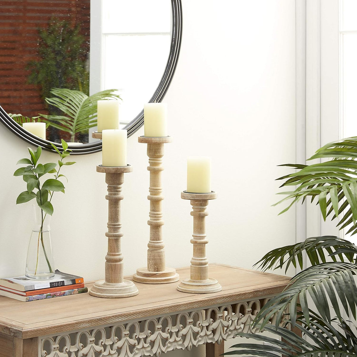 Brown Candle Holder Set of 3 Y344