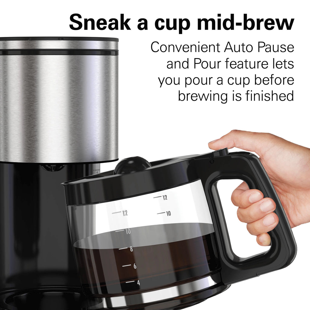 Black and Stainless Steel 12 Cup Coffee Maker R77782
