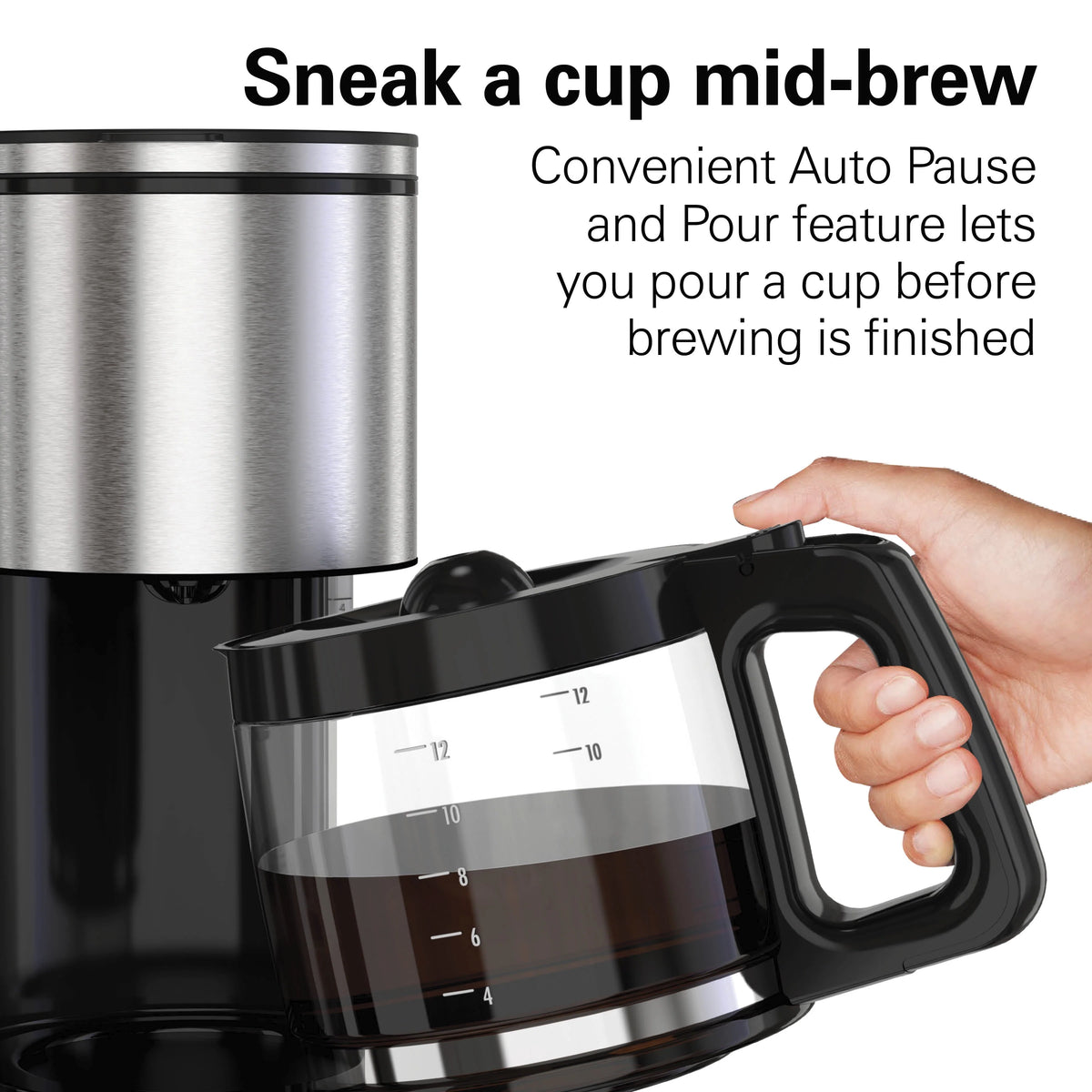 Black and Stainless Steel 12 Cup Coffee Maker R77782