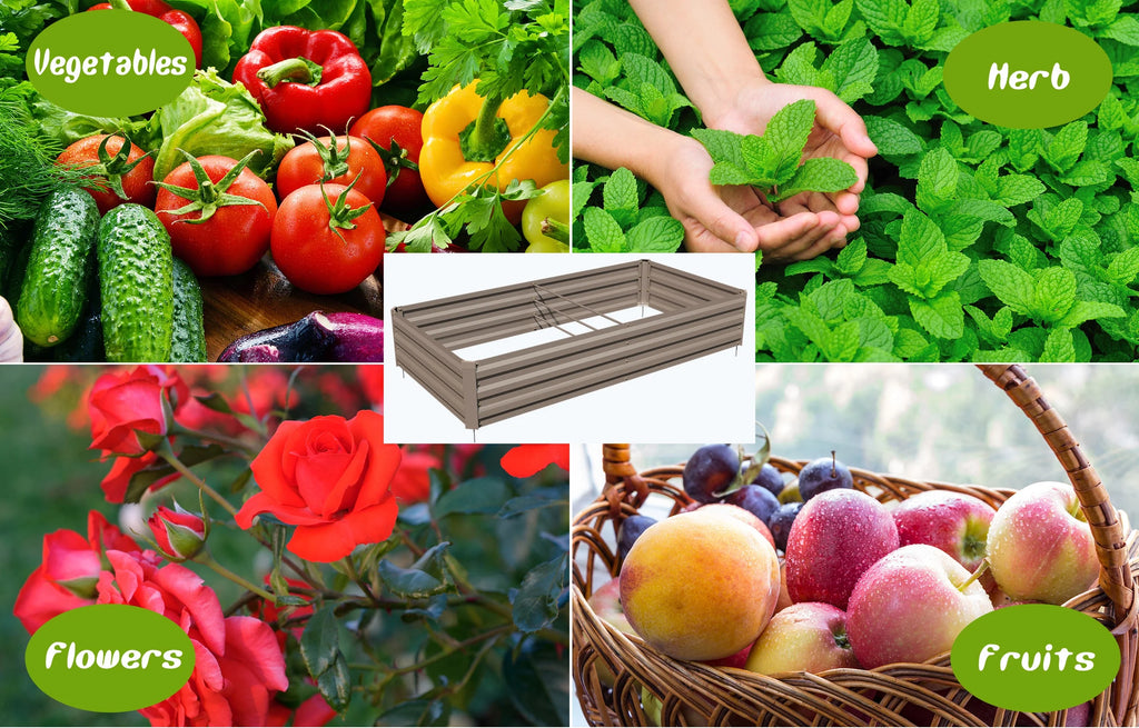 Galvanized Raised Garden Bed 6*3*1 ft Rust-Resistant Metal Planter Box Brown P816
