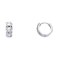 14k White Gold Diamond Cut Huggies Hoop Earrings 7mm x 5mm U710