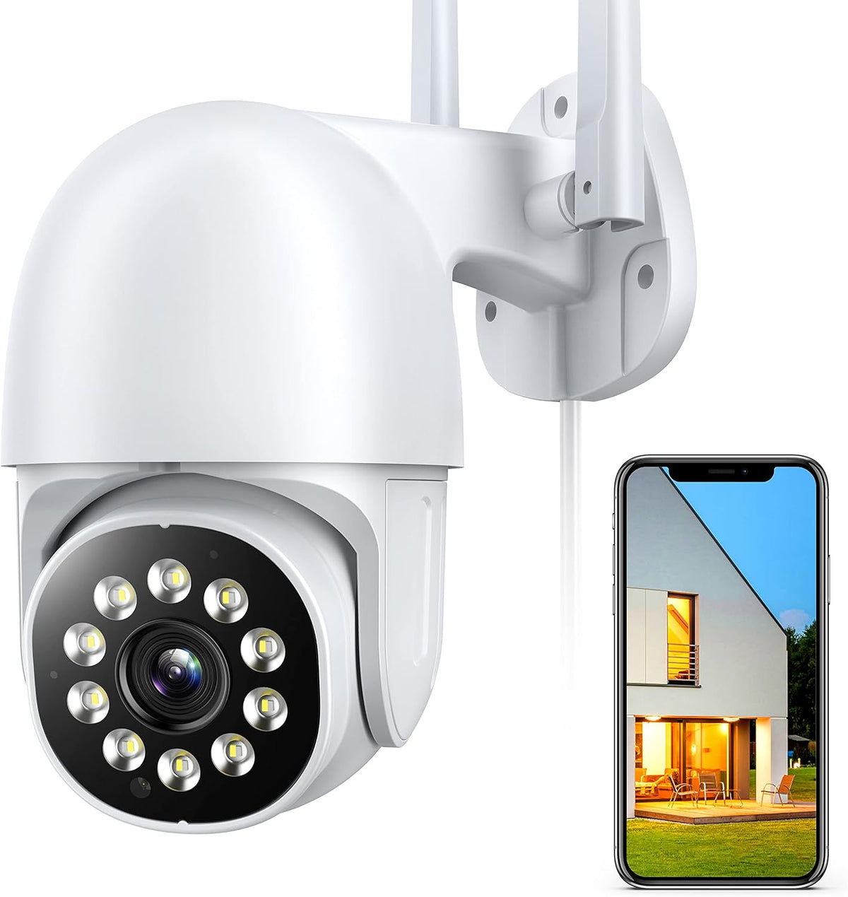 Security Cameras Wireless Outdoor HD 3MP Pan-Tilt 360° View Waterproof T163676