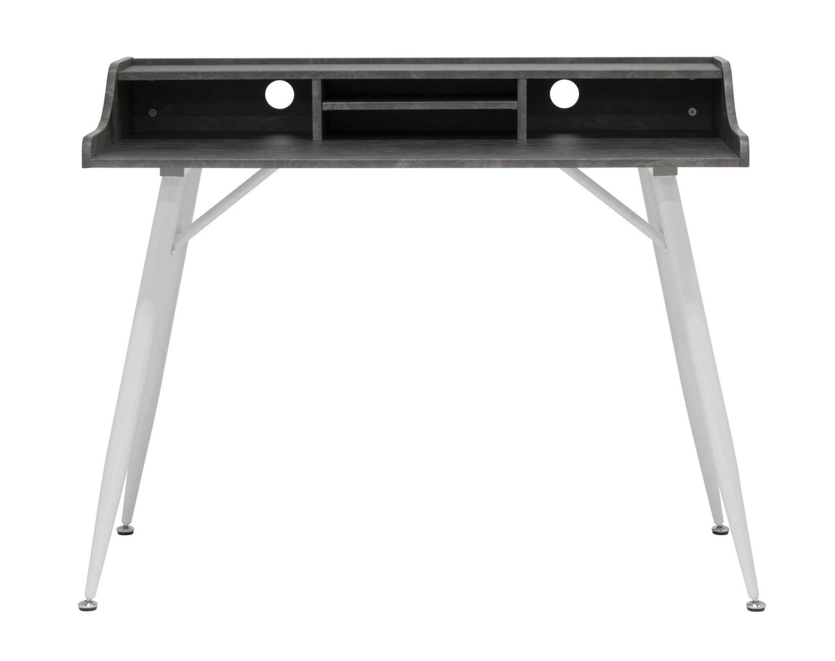 White Marbled Secretary Desk with Storage Hutch S16123