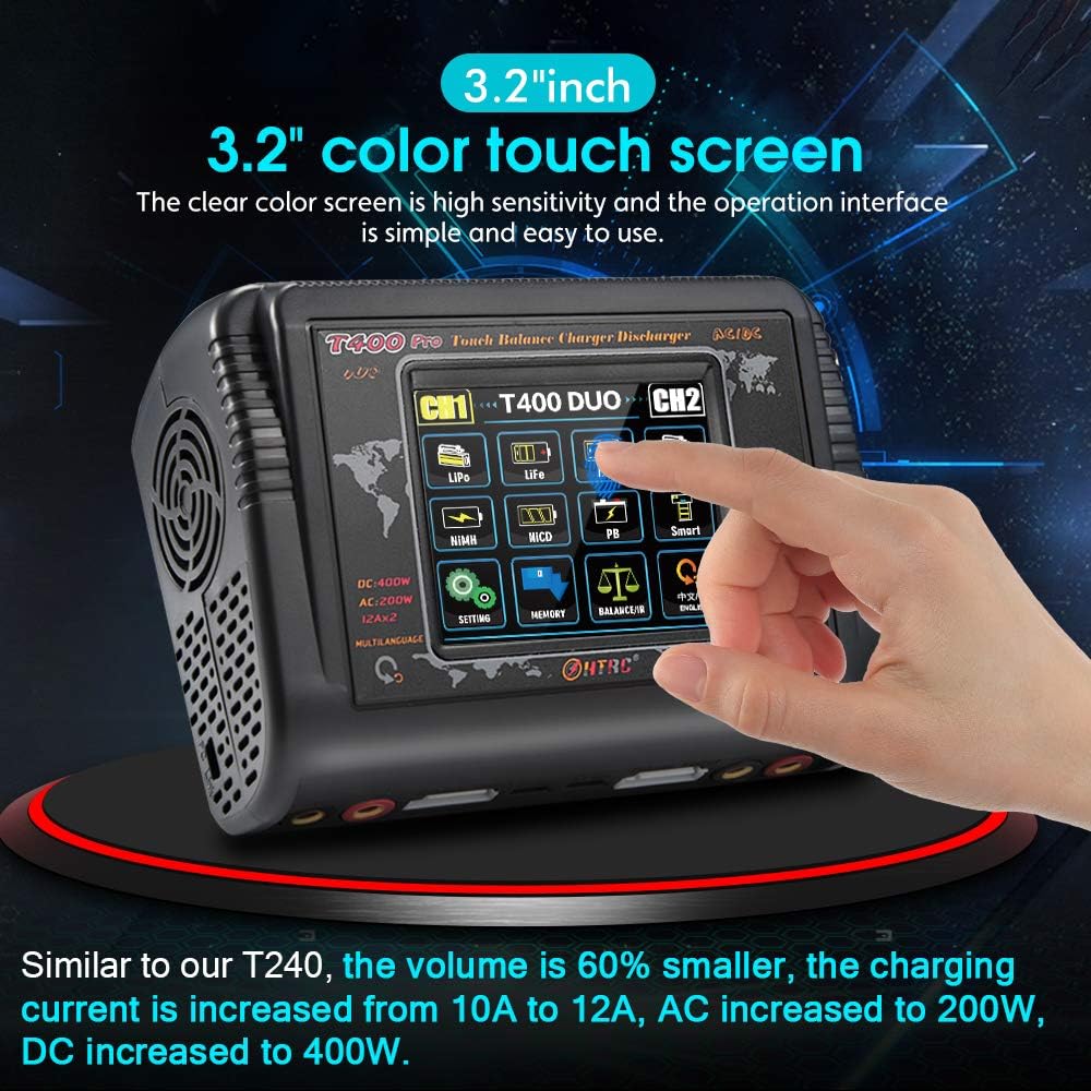 200W AC 400W DC 12A Touch Screen RC Battery Charger Discharger B581401