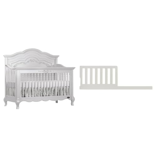 5-in-1 Convertible Crib in Frost, Greenguard Gold Certified, Wooden Baby Crib D792858