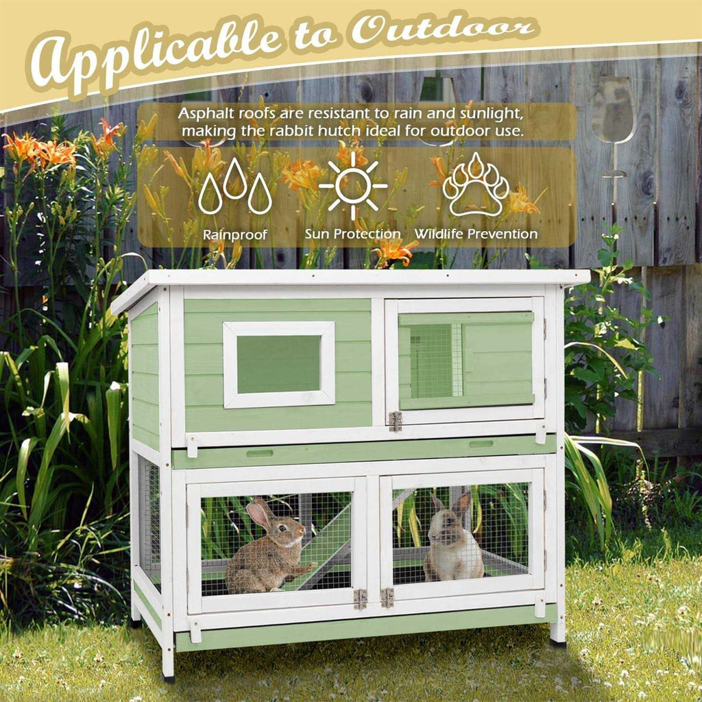 Rabbit Hutch Indoor Outdoor Two Story Weatherproof C1456