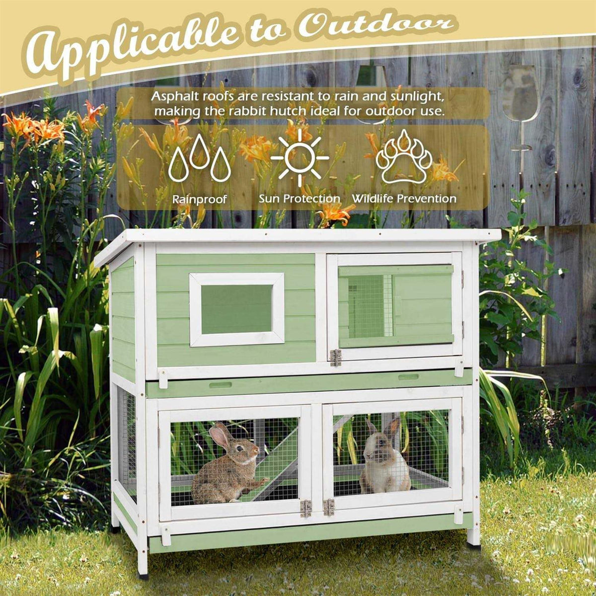 Rabbit Hutch Indoor Outdoor Two Story Weatherproof C1456