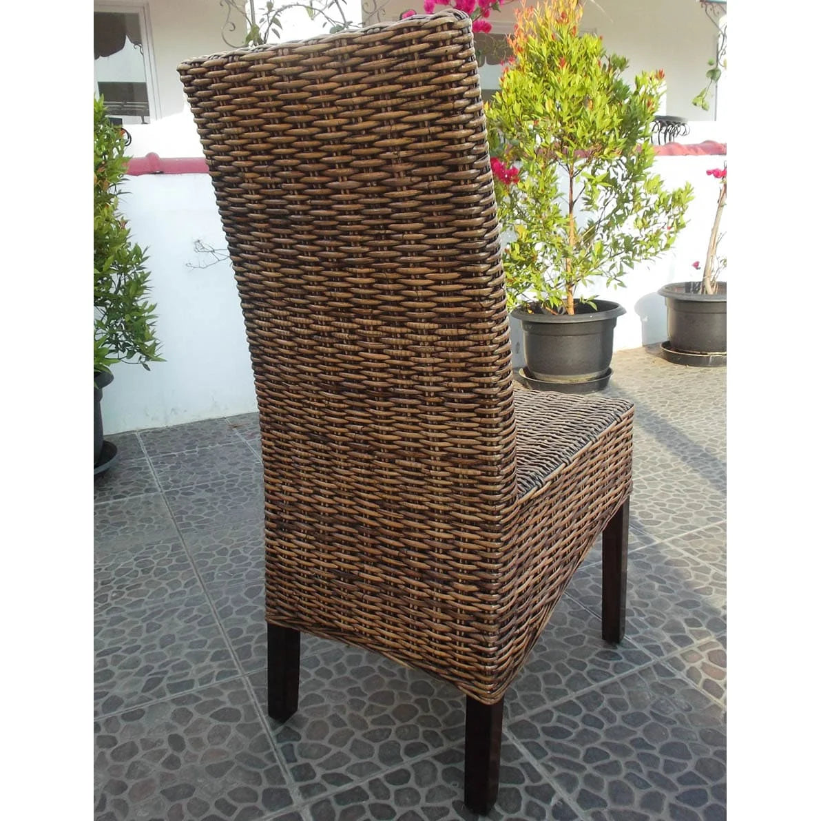 Woven Rattan Mahogany Dining Chair C5901