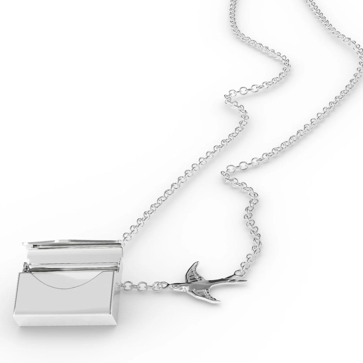 Silver Envelope Locket Necklace J60528