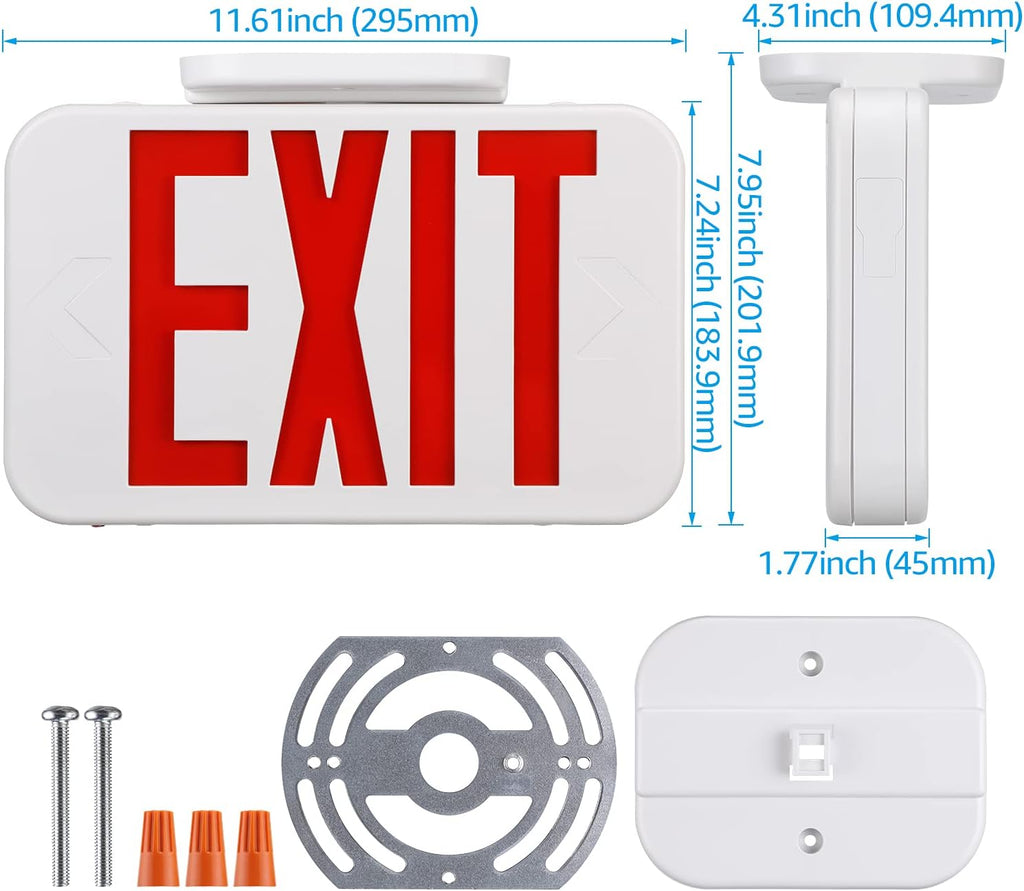 LED Exit Sign with Battery Backup, Double Face, Hardwired, Pack of 6 R1633