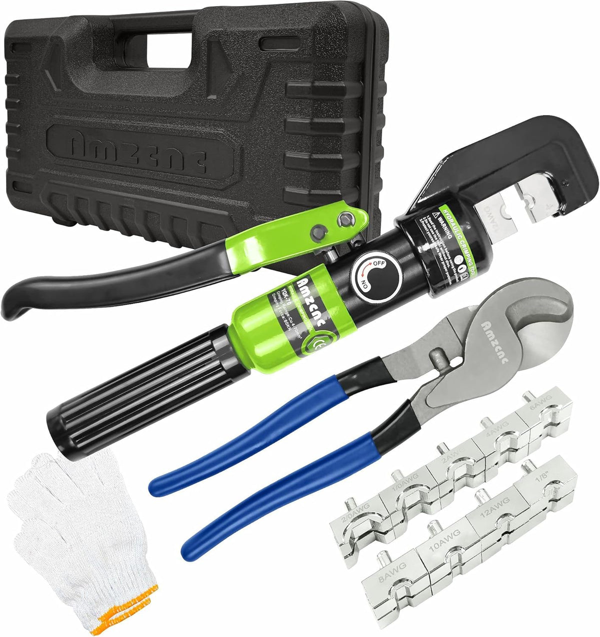 10 Tons Hydraulic Wire Battery Cable Lug Terminal Crimping Tool with 9 Pairs of Dies A8653