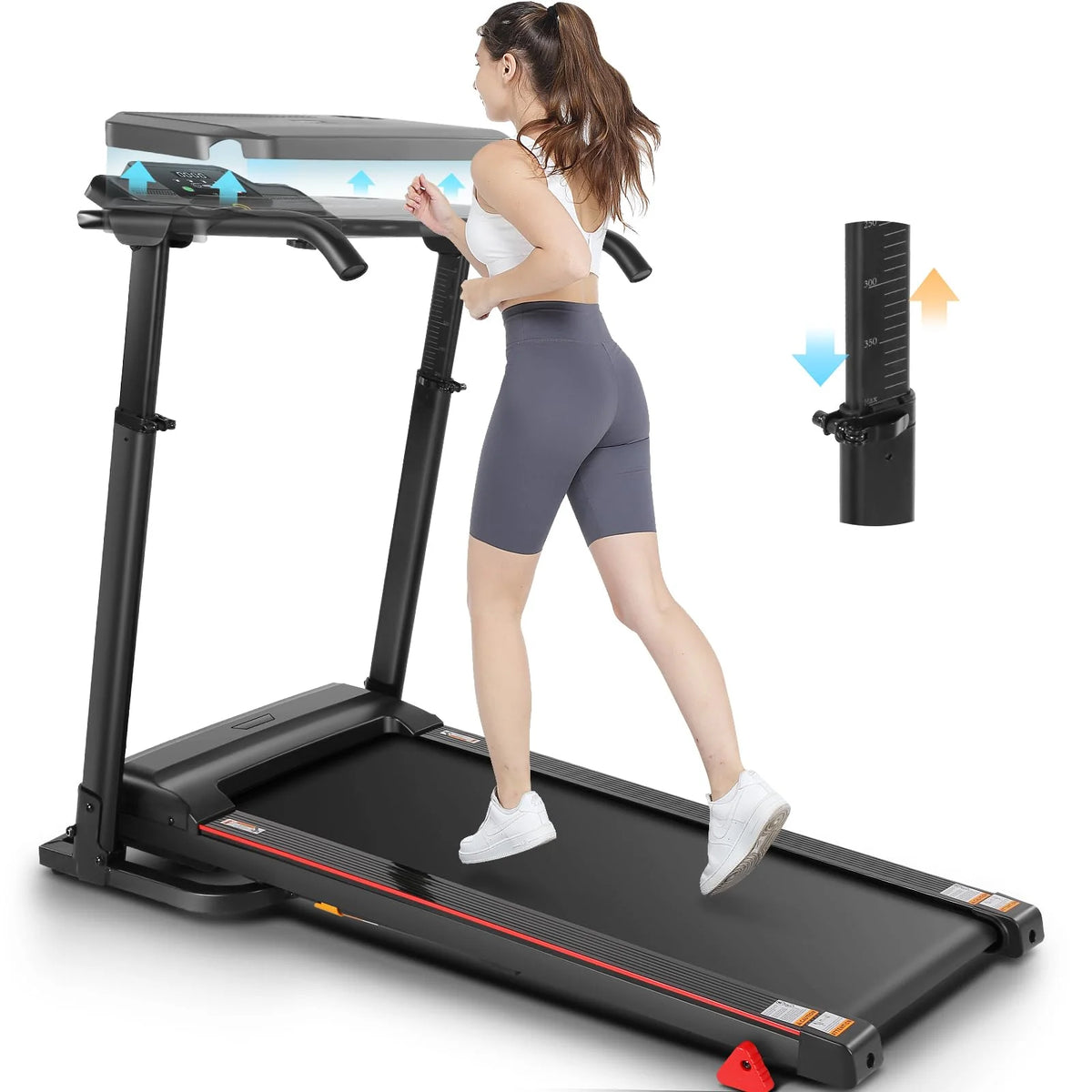 Folding Treadmill with Removable Desk, White B875416