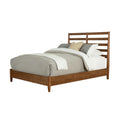 Queen Size Wooden Bed with Slatted Headboard Brown T834486