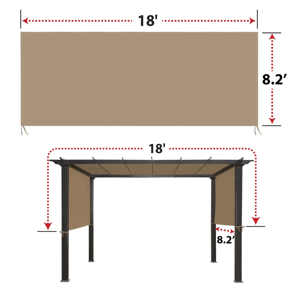 18' L x 8.2' W Replacement Canopy Top Cover for Pergola R746559