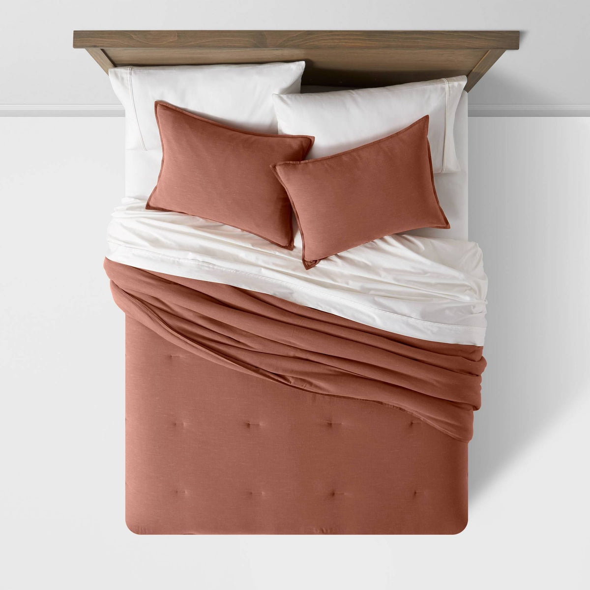 Rust Cotton Linen Comforter and Sham Set S67207