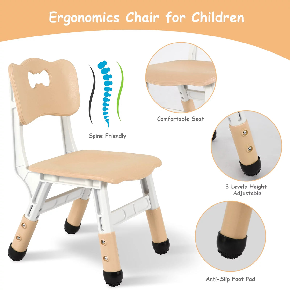 Kids Activity Table and 4 Chairs Set Height Adjustable O114