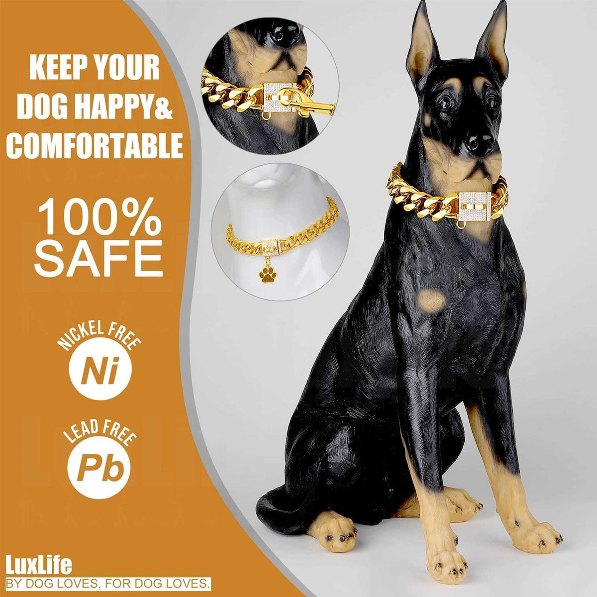 Gold Metal Dog Chain Collar R7094