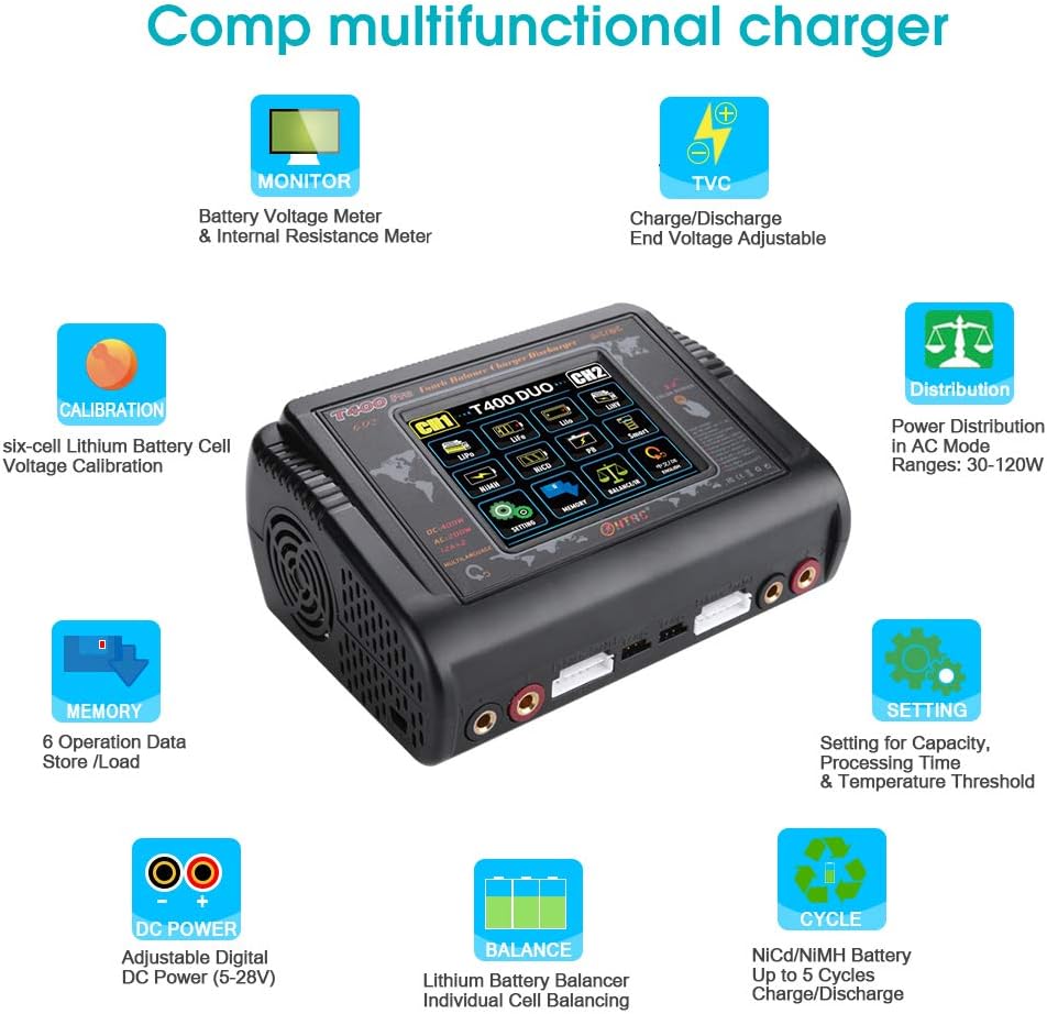 200W AC 400W DC 12A Touch Screen RC Battery Charger Discharger B581401