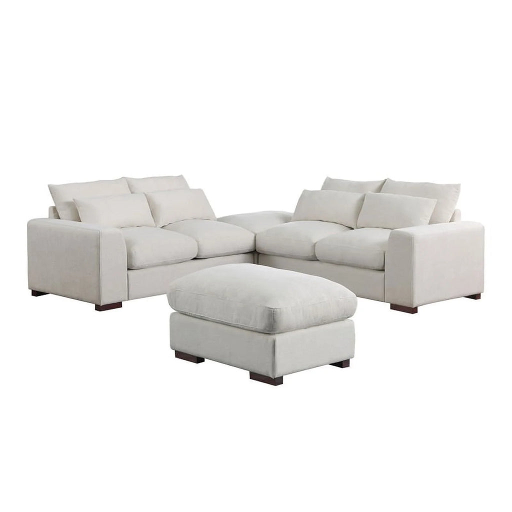 Beige Reversible Modular Fabric Sectional Sofa with Two Ottoman D671719