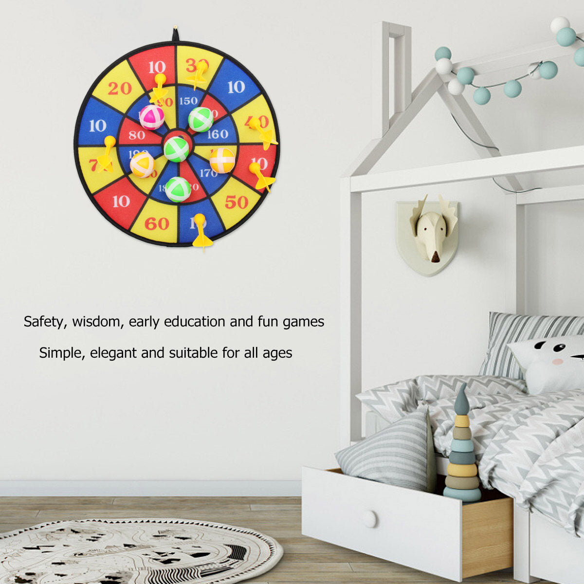 Flocking Dart Board with 4pcs Darts Dartboard Set U156